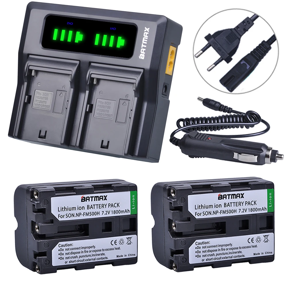 

Batmax 2pcs NP-FM500H NP FM500H Battery+LED Ultra Fast Dual Charger for Sony A57 A65 A77 A99 A350 A550 A580 A900 Digital Camera