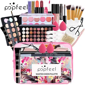 POPFEEL Set completo per il trucco del viso - Kit trucco multifunzionale con fondotinta, palette di ombretti, bellezza all-in-one impeccabile. 1