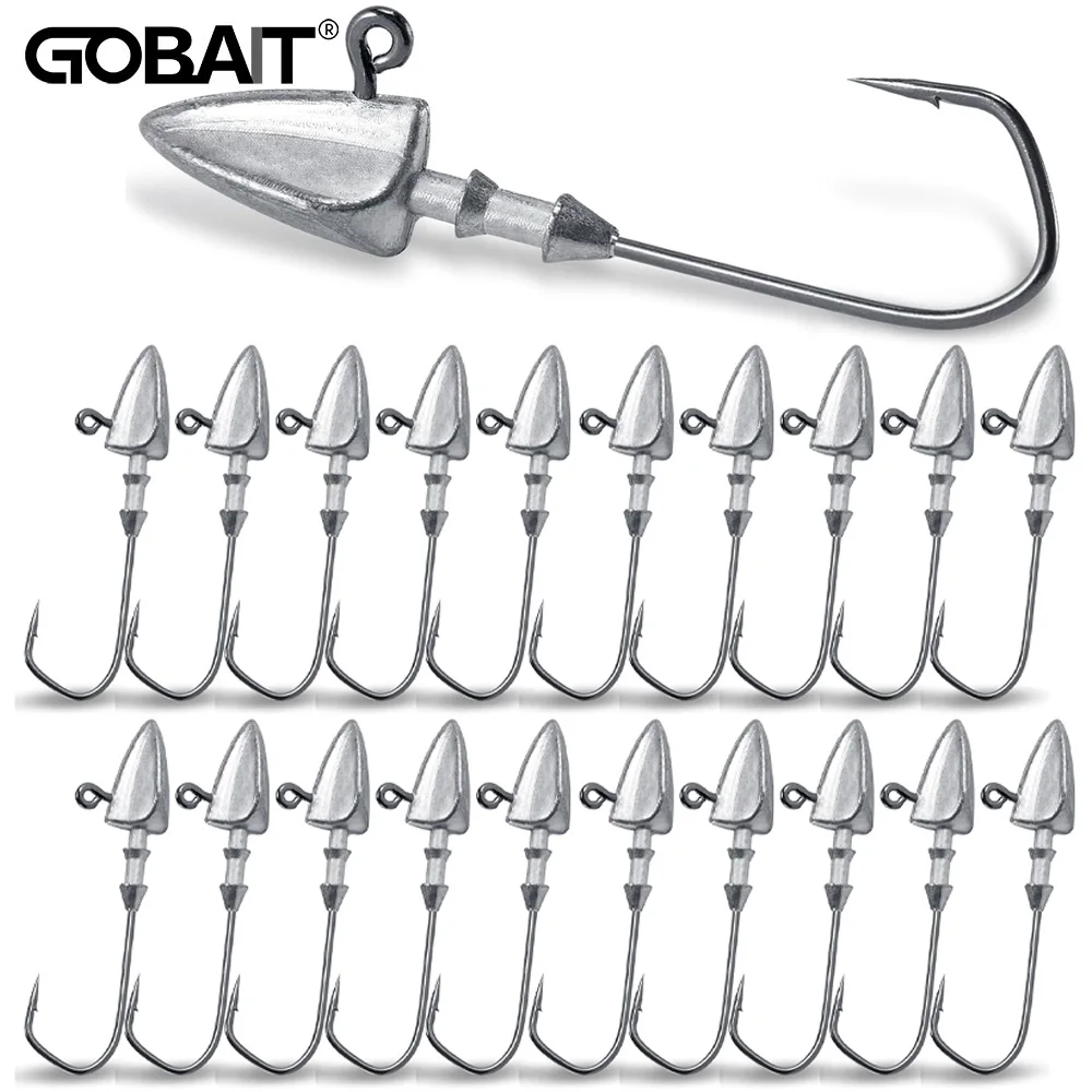 Tête de jig métallique 3.5g à 35g pour leurres souples - Hameçon sharp Texas Rig pêche carnassiers