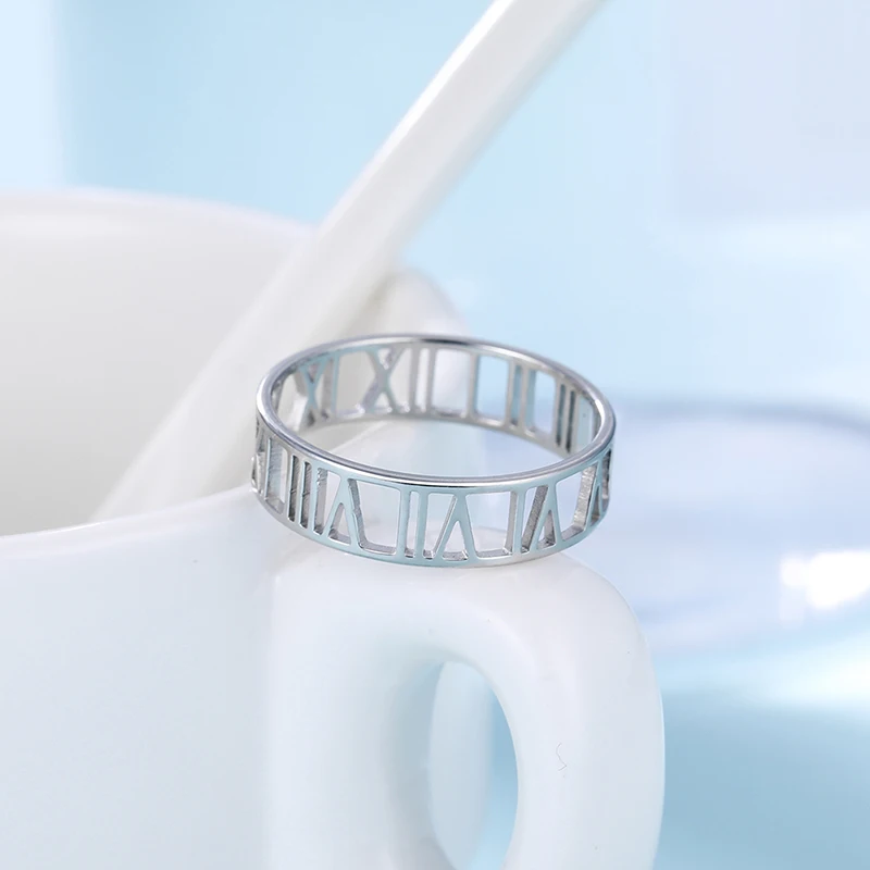 Gold Plated Hollow Round Stainless Steel Rings - Trendy Jewelry