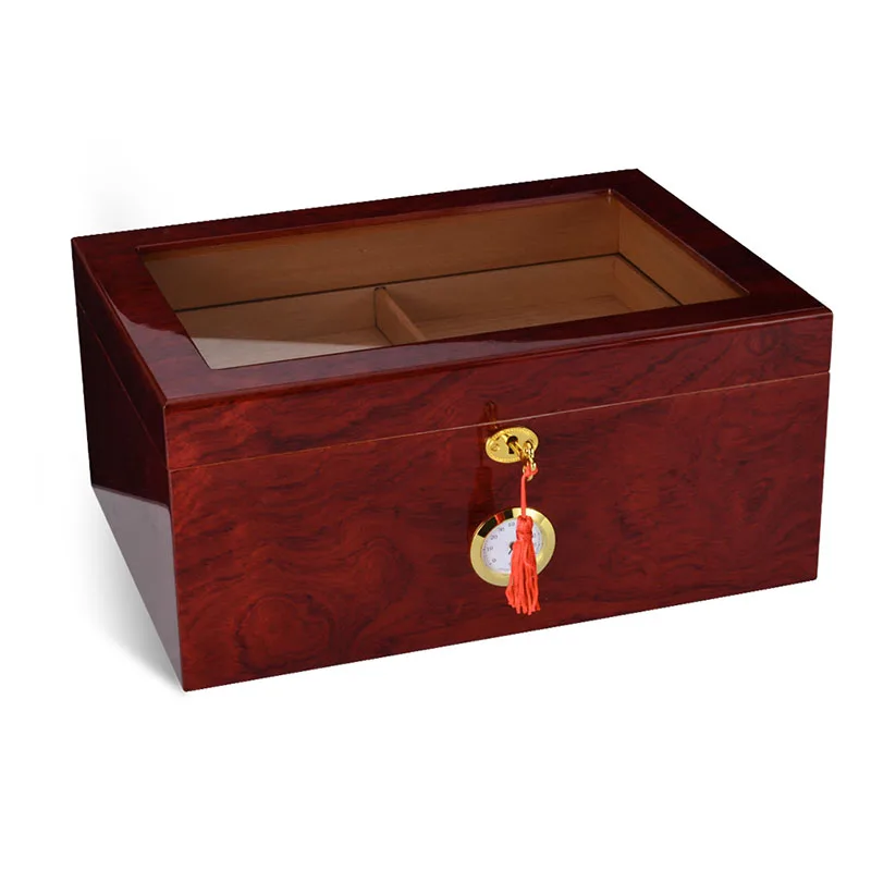 

Wood Cigar Case Double Extra-large Space Moisture Cedar Solid Wood High Finish Paint Humidor with Humidifier Hygrometer