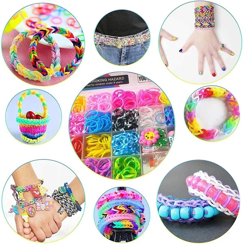 Loom band weaver kit loom band kit rubber band bracelet kit jewellery making kit friendship bracelet making kit 600pcs Rubber Bands Creative Colorful Loom Band Set Rainbow Bracelet Making Kit DIY Woven Bracelets Craft Toys For Girls Gifts