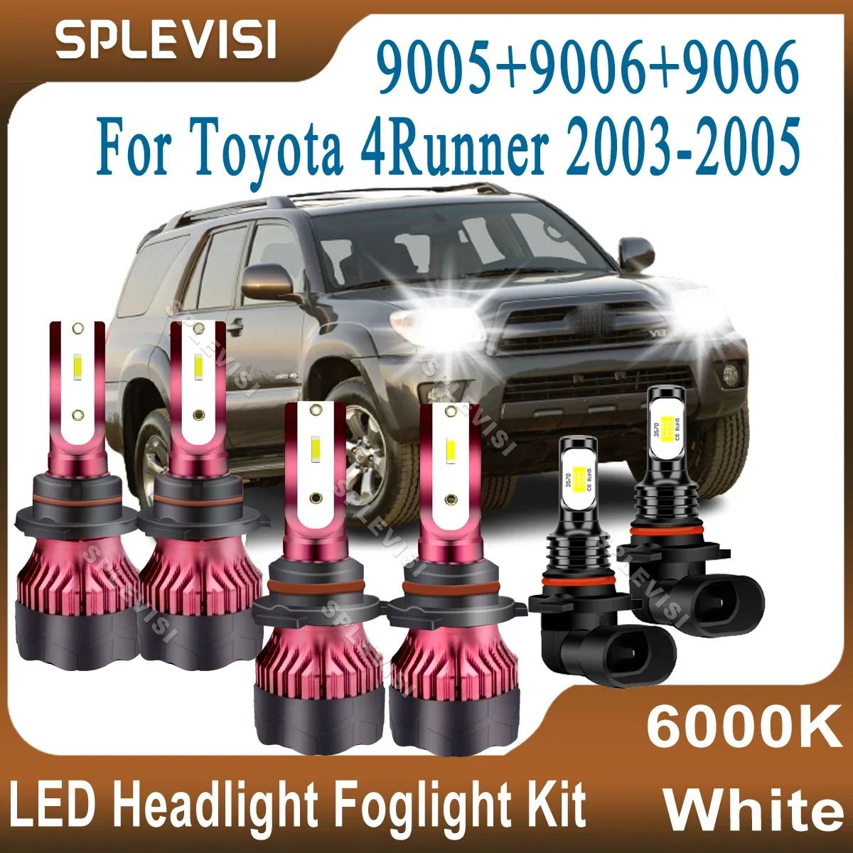 

6x Upgrade LED Headlight Foglight Kit 9005 9006 High Low Beam 9006 Foglamp For Toyota 4Runner 2003 2004 2005 Led Lights For Car