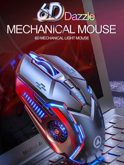 3200DPI G5 Wired Mouse Gaming Mouse Rechargeable Silent LED Backlit USB Optical Mice Ergonomic Mouse Gamer For PC Laptop 2