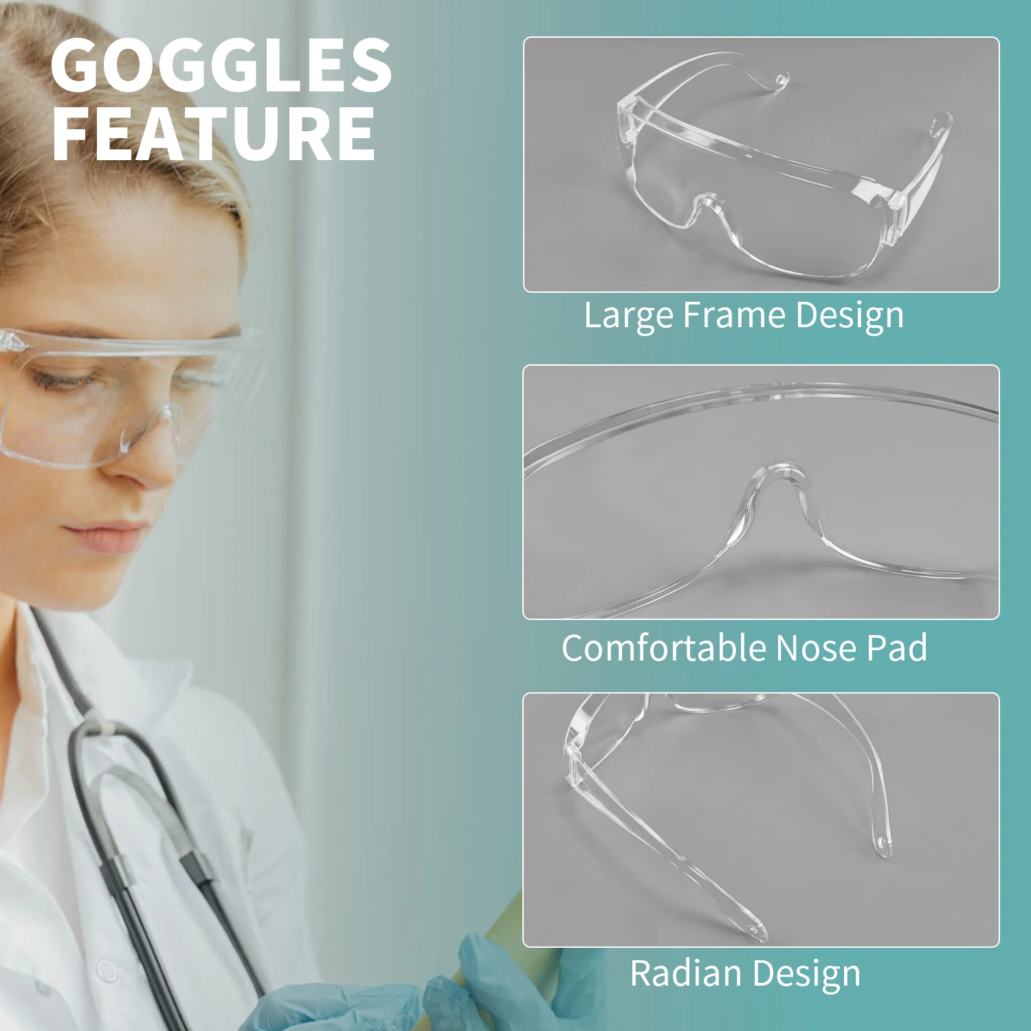 Détail des lunettes de sécurité industrielle anti-buée, montrant le traitement antibuée sur les verres.