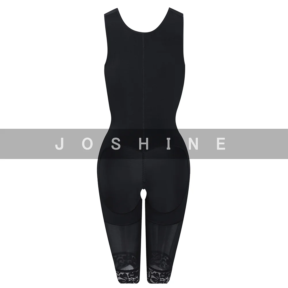 Women Tummy Control Shapewear Knee Length Body Shaper With Hook-Eye High Compression Faja Post Liposuction Garment Corset Sheath