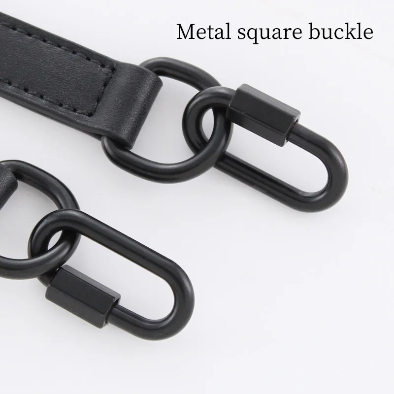 TINBERON Genuine Leather Bag Strap Adjustable 70CM-90CM Black Shoulder Strap Square Hook Accessories Women's Fashion Bag Straps