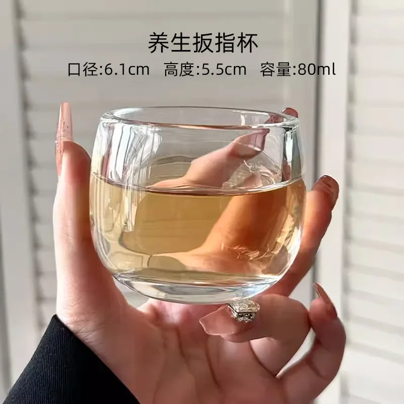 High-Grade Thickened Crystal Glass Tea Cup - 100ml Capacity