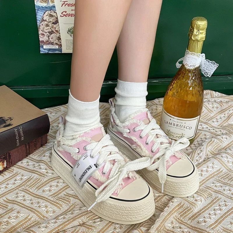 Small Fragrance Canvas  Women Thin Spring 2022 New Ins Tide Korean Version Beggar Shoes Small White Shoes Skateboard Shoes