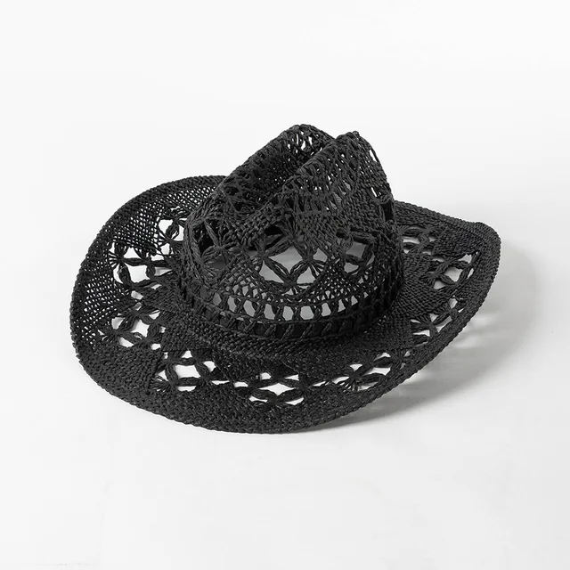 Cowboy Hat 2023 New Hollow out Handmade Cowboy Straw Hat Men's Summer Outdoor Travel Unisex Solid Western Cowboy Hat 4
