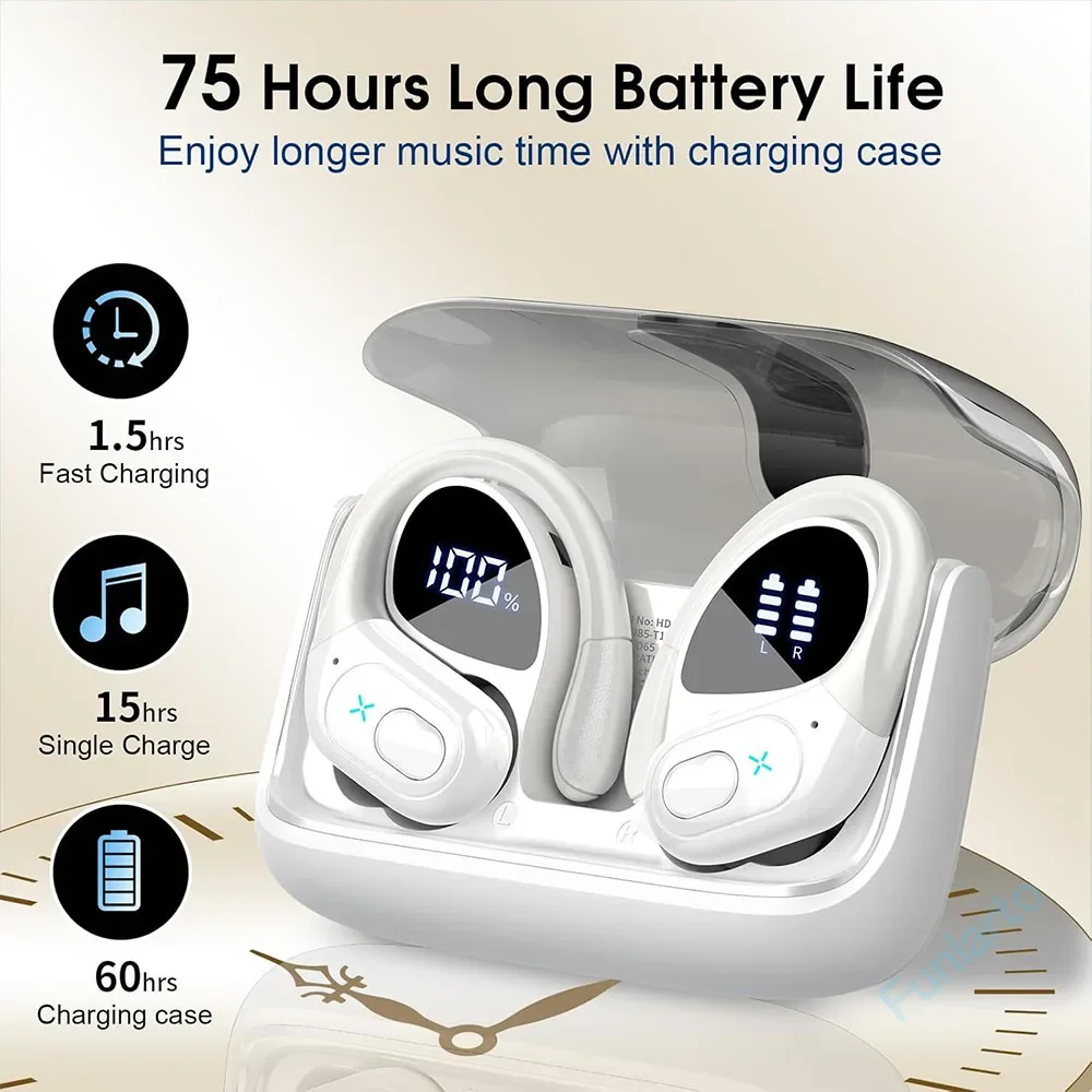 Sports Bluetooth Waterproof Noise Cancelling Wireless Earbuds with Deep Bass Sound