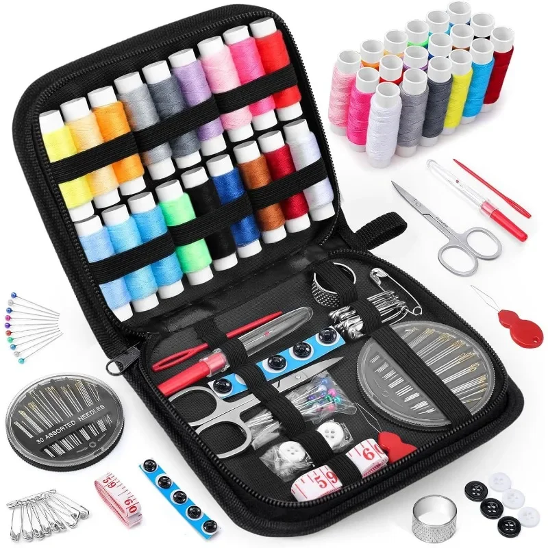 Complete Sewing Kit with Threads Needles Scissors Tape Measure Buttons Portable Travel DIY Embroidery Handwork Sewing Tool Set - 5