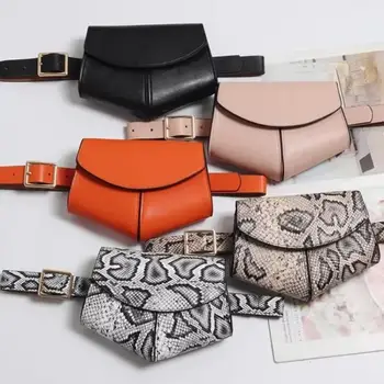 Fashionable Small Waist Bag Versatile Women Small Delicate Snake Skin Decorative Belt Saddle Bag Fashionable Sweater Belt Trendy 1