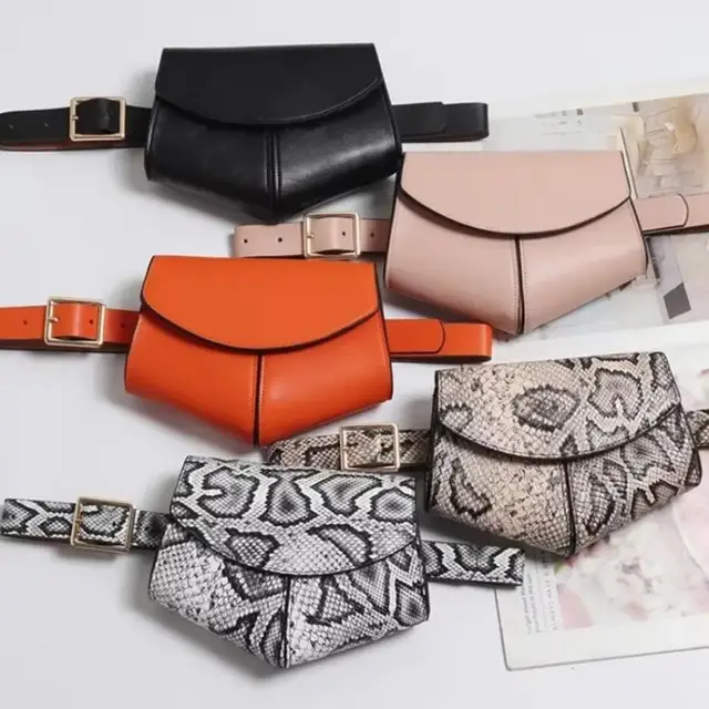 Fashionable Small Waist Bag Versatile Women Small Delicate Snake Skin Decorative Belt Saddle Bag Fashionable Sweater Belt Trendy 1