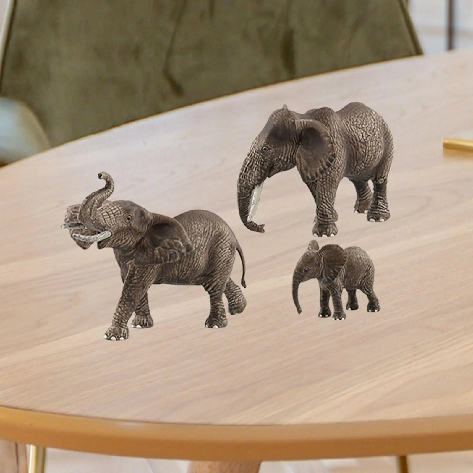 3Pcs Elephant Figurines Model Handicraft Doll for Kids Children Boys Girls