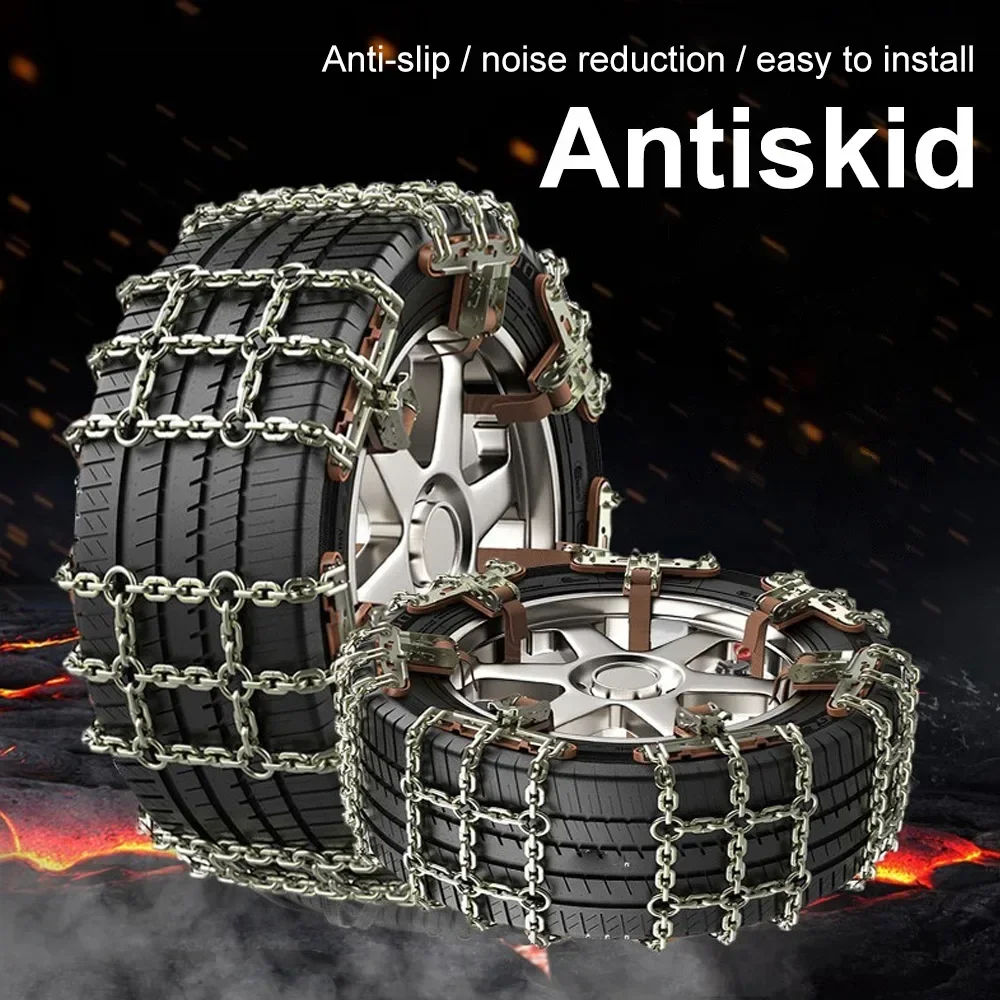 Car Tire Snow Chains Auto Tire Anti-skid Chain Snow Mud Sand Metal Anti-skid Chain 165-265mmm for Car SUV Tires Chains tire chains