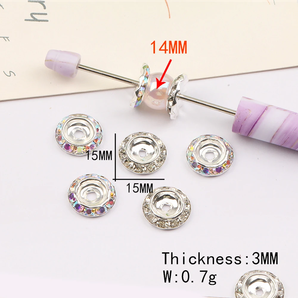 Cordial Design 200Pcs 15*15MM Copper Spacer/Hand Made/Round Shape/Rhinestone Effect/Jewelry Findings & Components/DIY Beads Part - cordial