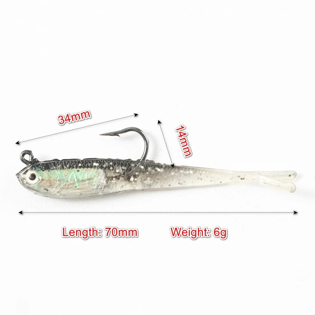 Soft Lure Shad Tail 75mm With Or Without Hook Fish Artificial Silicone Soft  Fish Fork Tail