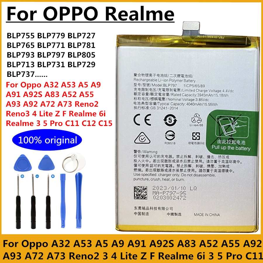 

Battery for Oppo Realme 6S 6 5 3 Pro C11 C12 Reno 2 4 Lite Z F A32 A53 A5 A9 A91 A92S A83 A52 A55 A93 A92 A72 A73 BLP755 BLP779