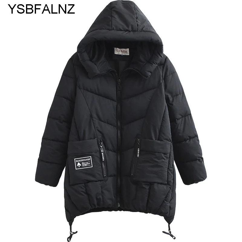 

Женская зимняя куртка с капюшоном и воротником-стойкой, 3XL, 4XL, 5XL