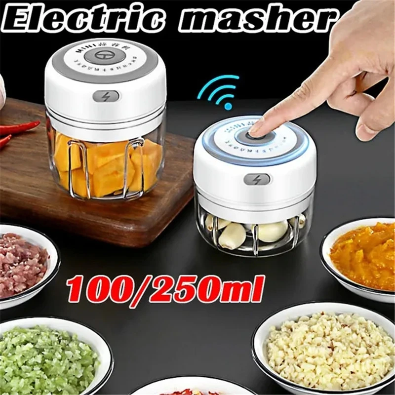 100/250ml Electric Garlic Press Smart Mini Food Vegetable Chopper Meat