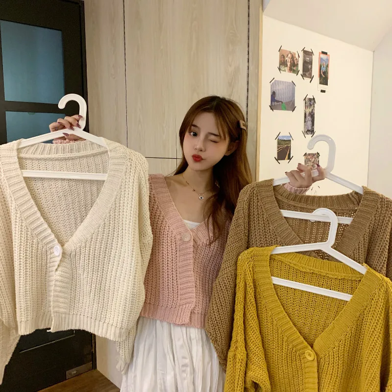 Autumn and Winter Fashion Women's Cardigan Knitted Sweater New Women's Long-sleeved Solid Color Elegant Loose Top