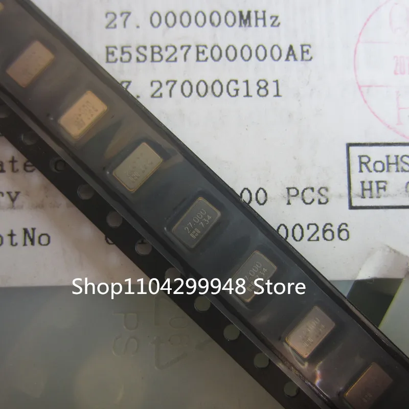 50Pcs E5Sb27E00000Ae 27m 27Mhz 27.000Mhz 3225 Hosonic 12Pf 수정 발진기 새로운 오리지널