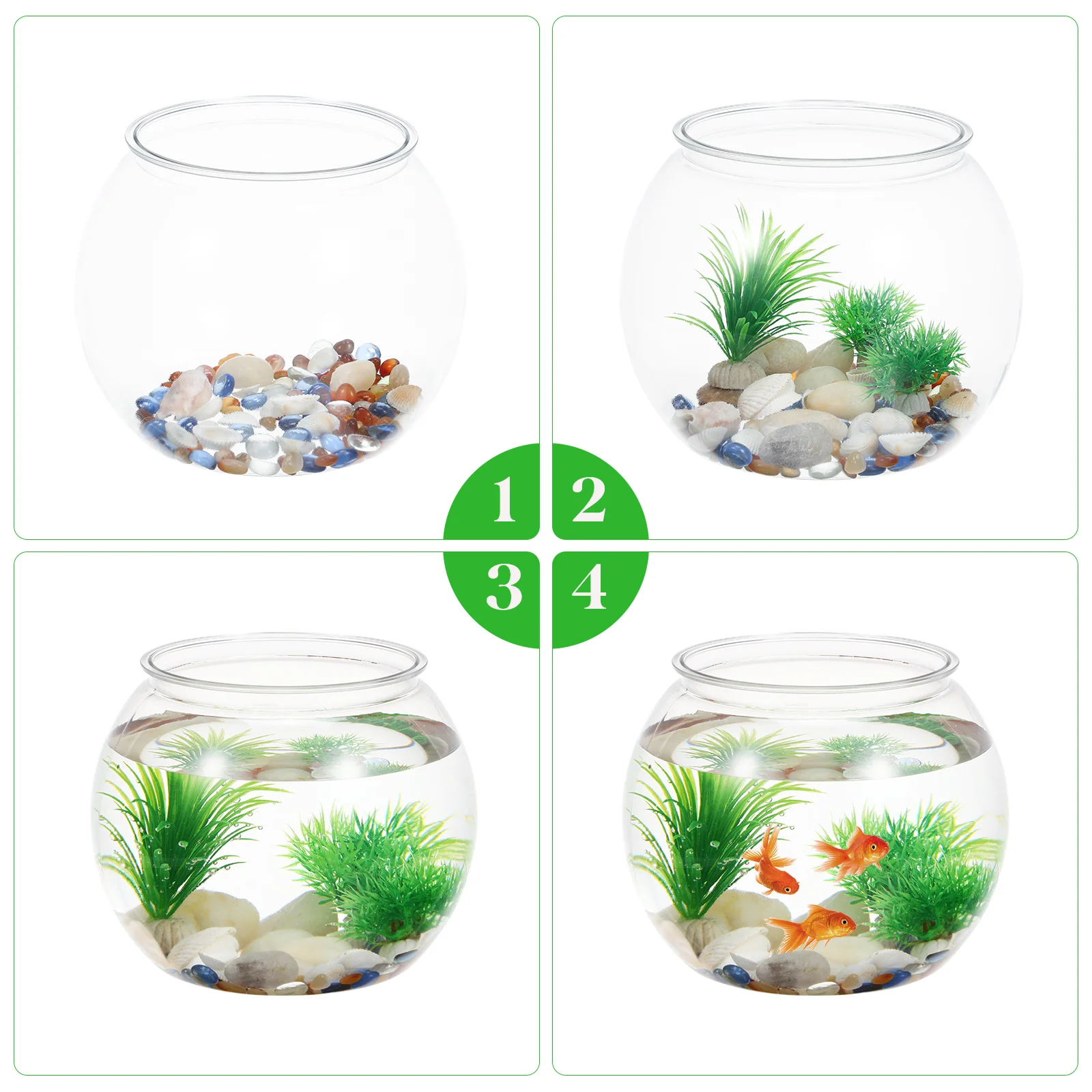 Glass Hydroponic Goldfish Bowl Candy Dish for Office Desk Plastic Round  Aquarium - AliExpress