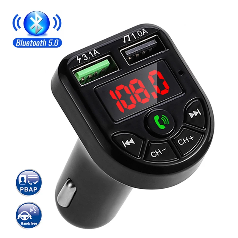 

New Bluetooth 5.0 FM Transmitter Car Kit MP3 Modulator Player Wireless Handsfree Audio Receiver Dual USB Fast Charger 3.1A