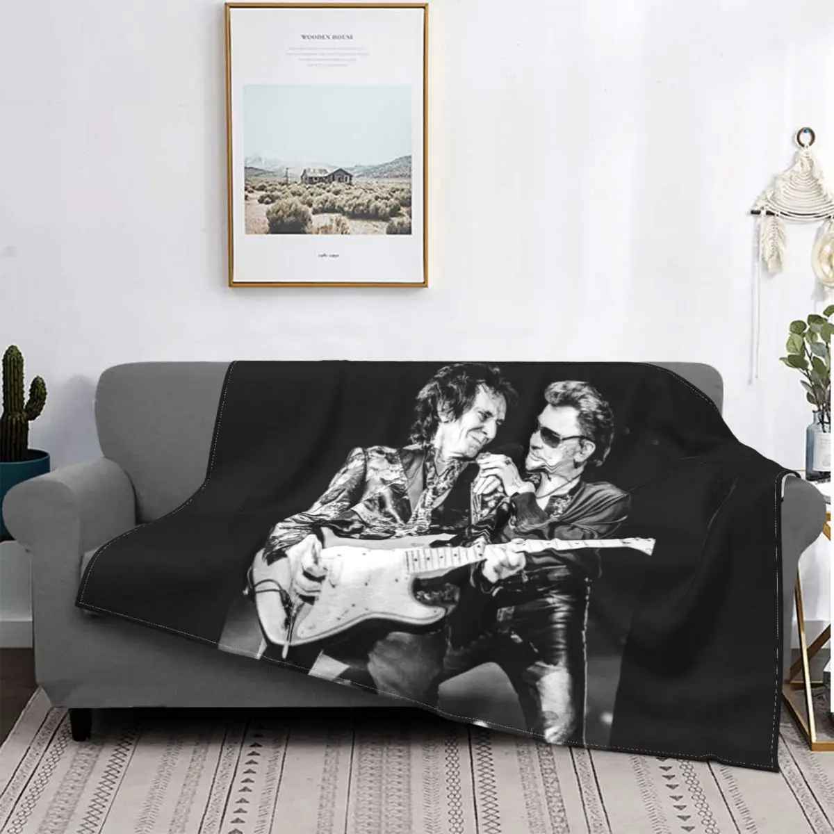 

Robin Le Mesurier Johnny Singer Blanket Flannel Print Music Legend Lightweight Thin Throw Blankets for Bedding Couch Bedspread