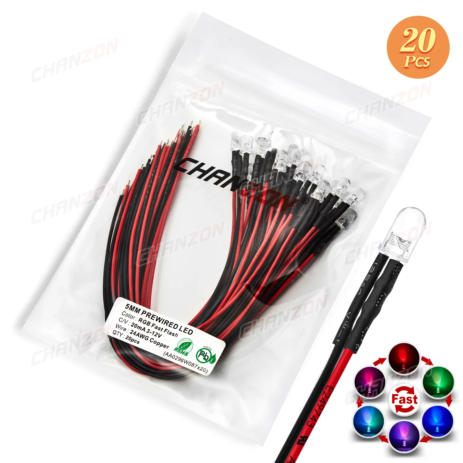 DORHEA 140Pcs 5mm LED Lights Emitting Diodes Pre Wired