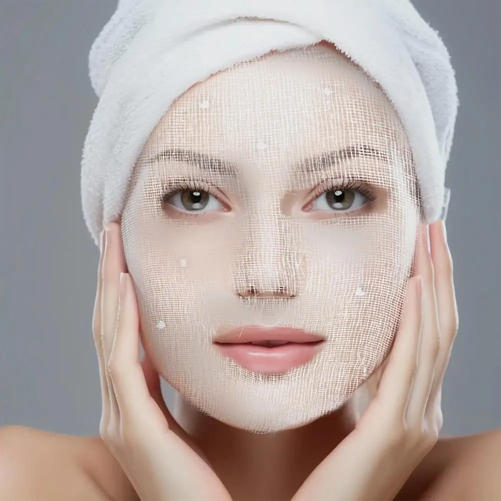 50-Pack Precut Gauze Facial Mask Sheets - High Absorption Disposable Masks for Premium Skin Care and Spa Use