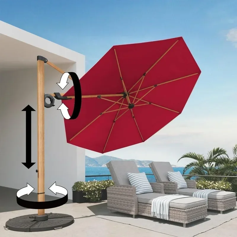 Patio Umbrella 10Ft Cross Base Crank Easy Tilt 360&deg; Rotation Outdoor Cantilever Offset