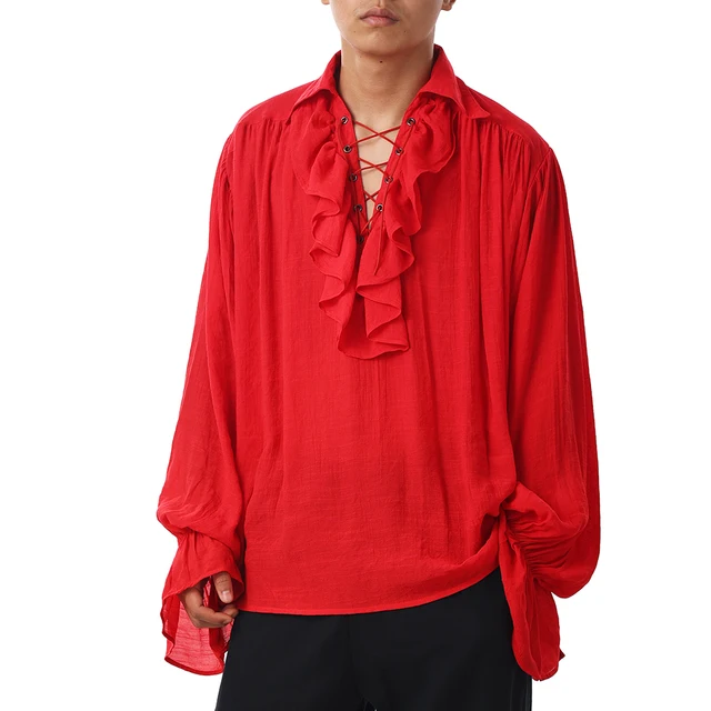 Camicia Pirata Medievale GRACEART - Cotone/lino, Stile Vintage Per Uomini, Costume E Casual - Foto 11
