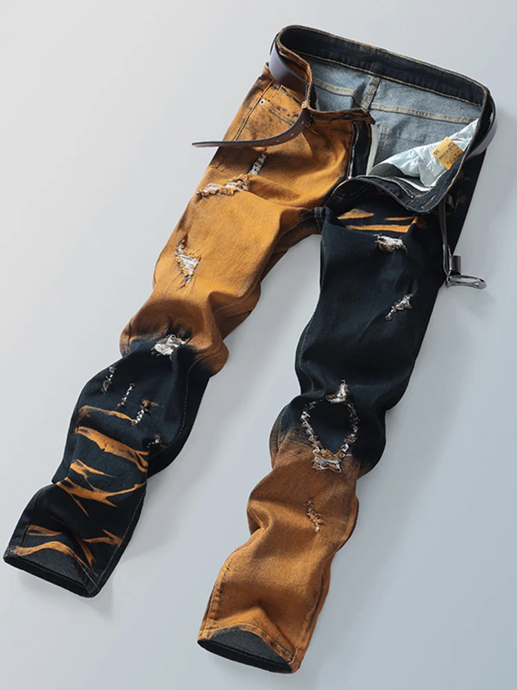 Men's Gradient Patchwork Jeans — product detail 2