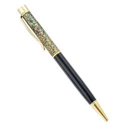 Elegant Quicksand Ballpoint Pen with Gold Powder Finish (Black Gold)
