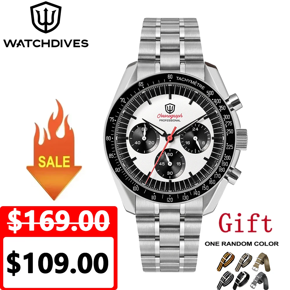 Watchdives 39mm VK63 Chronograph Watch WD1863 Stainless Steel