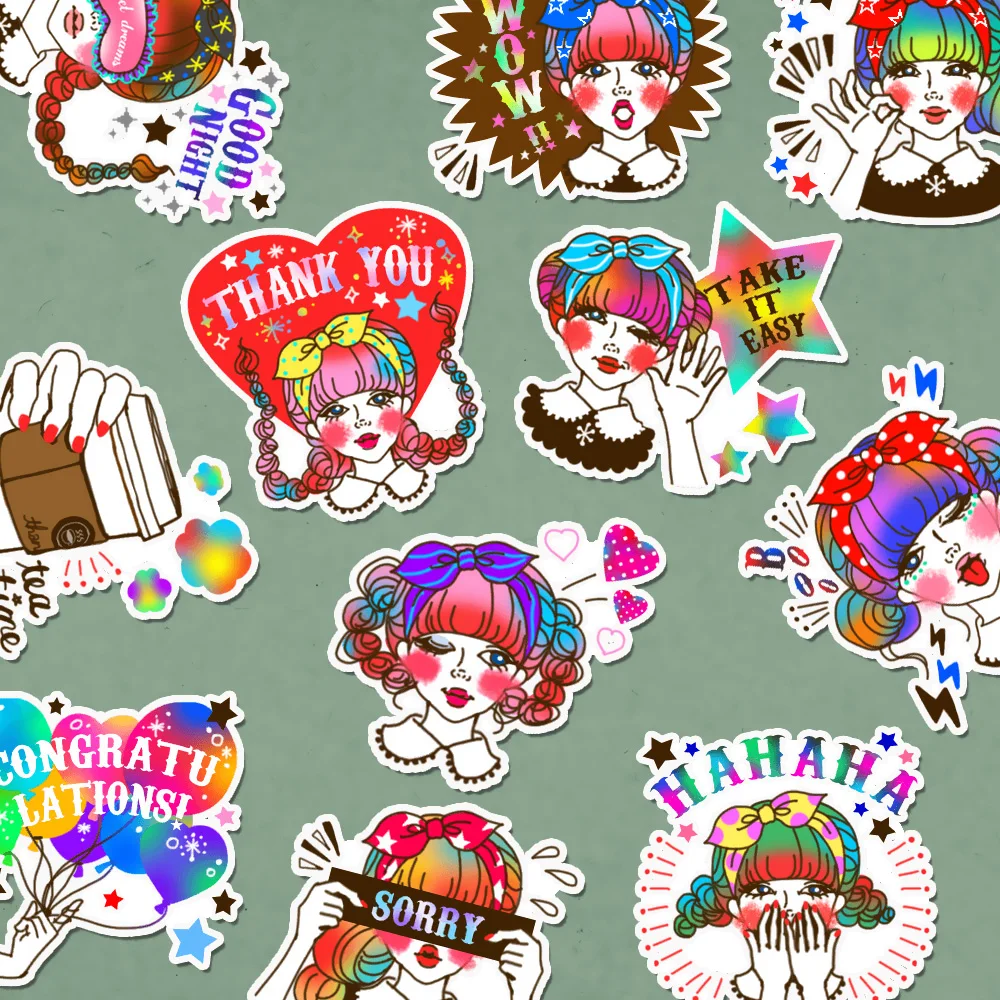 

20/40PCS Fashion Girl Stickers DIY Adhesive Decal for Journal, Notebook, Calender, Laptop, Guitar, Card Making Gift