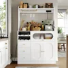 Kitchen Pantry Storage Cabinet with Hutch, Buffet Cabinet with Storage, Coffee Bar Cabinet with Power Outlets, Microwave Stand 1