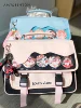 Japanese Style Sweet Girl Transparent Large Capacity Backpack Preppy Style Cute Splicing Color Leather Messenger Bag Students 3