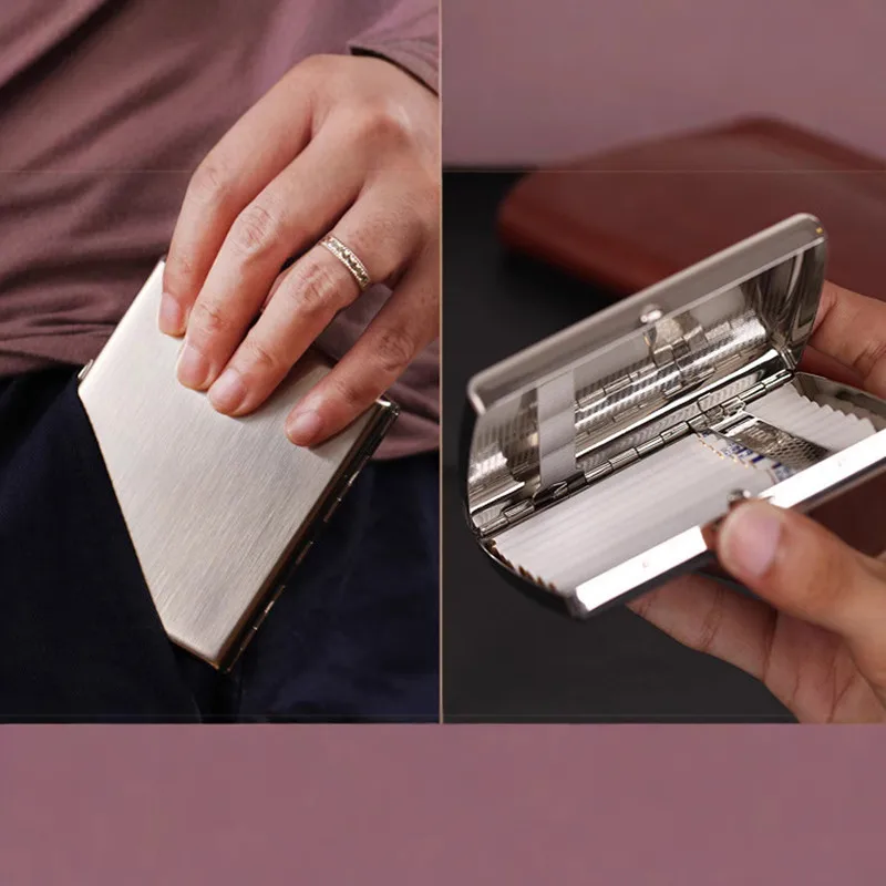 Dual Purpose Anti-pressure Stainless Steel Metal  Fine Cigarette Case Box Capacity of 20 Cigarettes Men Gift 4