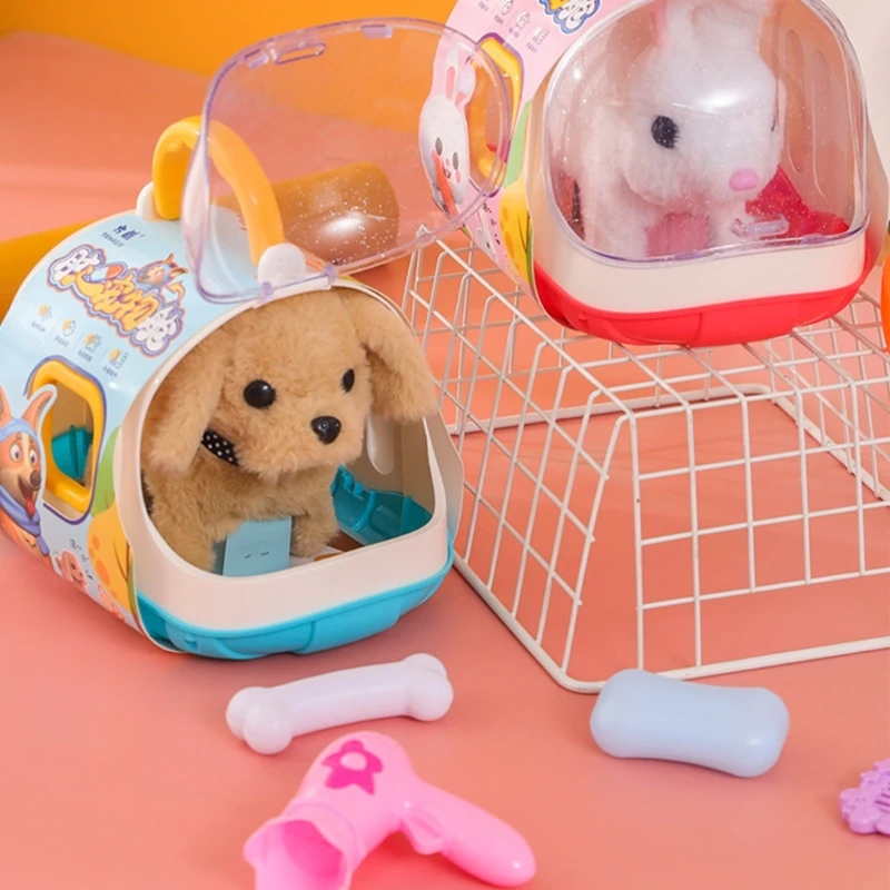 Kids Fun Electronic Walking Animal Plush Toy Toddler Crawling Learning Simulation Puppy Rabbit Pretend Play Game Girls Gift