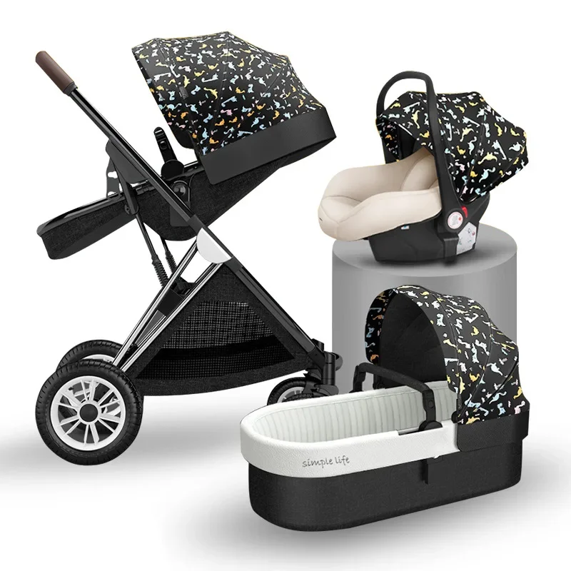 Baby Stroller 3 In1 Travel Folding Car Seat Pram