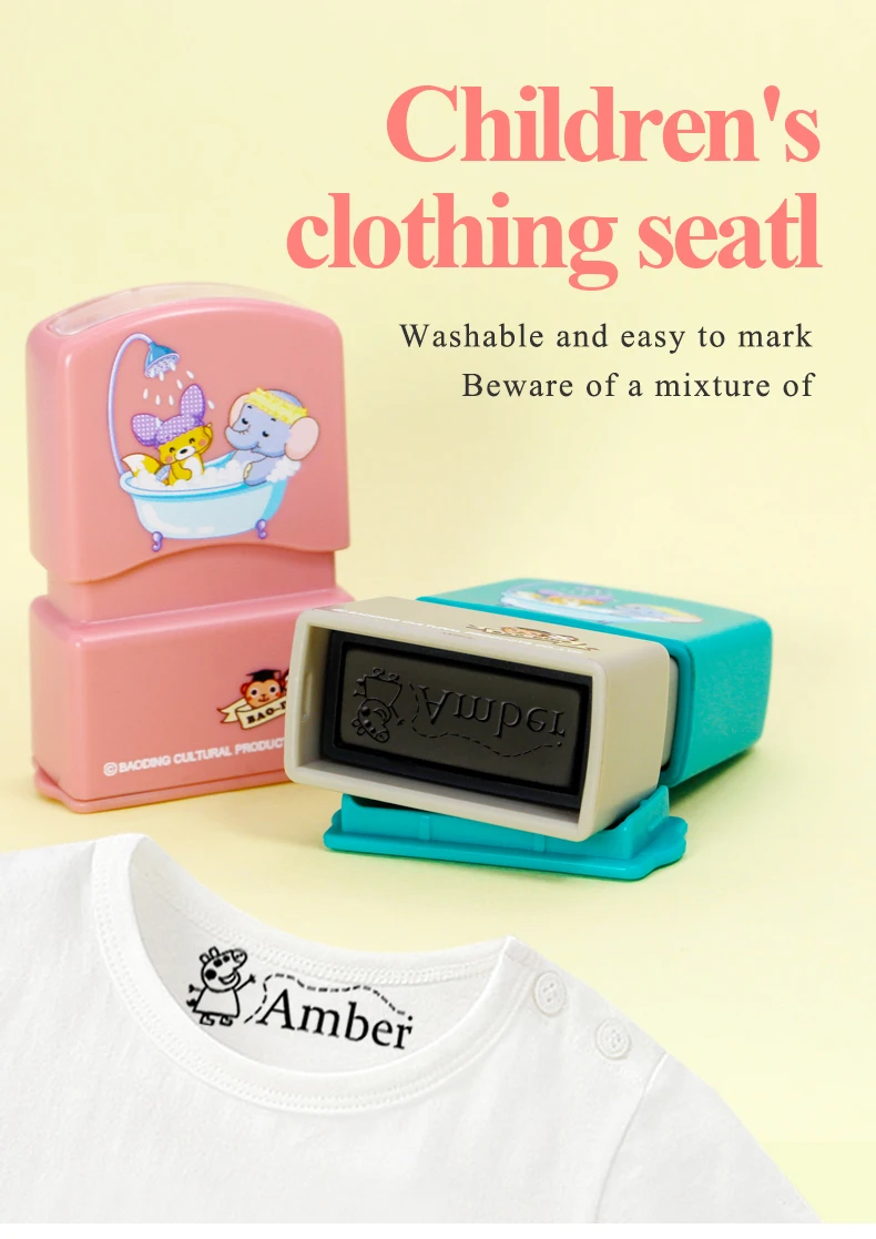 Description Picture 2 of itemChildren's Name Seal Custom Student's Name Stamp Kindergarten Clothes Waterproof Name Sticker Kawaii Montessori Stamp Gift