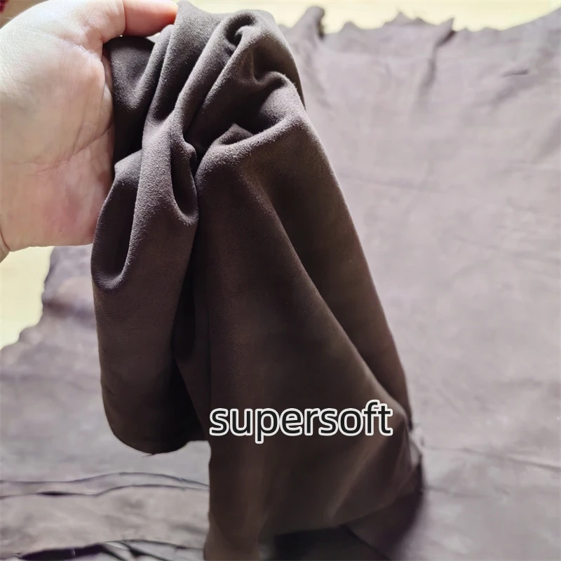 Ultra Thin Brown Cashmere Sheepskin Leather Fabric - Handmade DIY Material