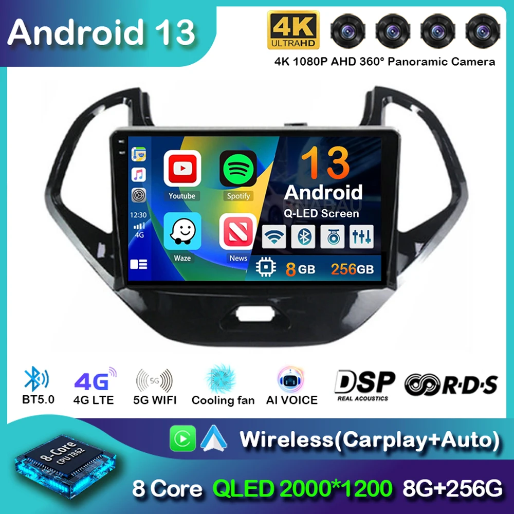 

Android 13 Carplay Auto Car Radio For Ford FIGO KA 2015-2020 Multimedia Video Player Navigation GPS DSP Audio Stereo No 2din DVD