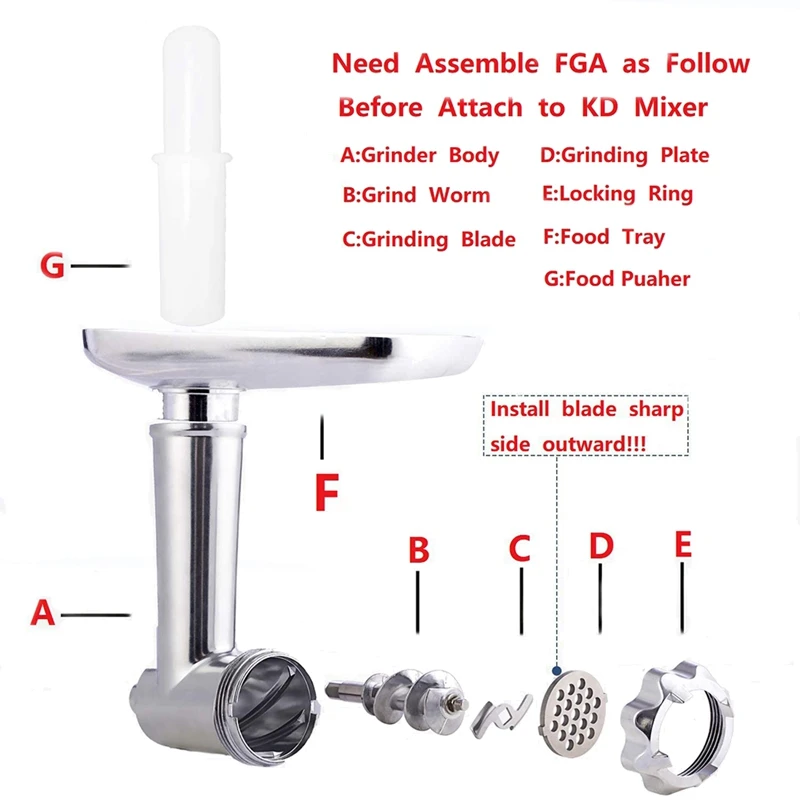 Metal Food Grinder Attachment for PHISINIC & for KitchenAid Stand Mixer,Meat  Grinder Accessories, Sausage Stuffer