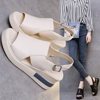 Sandales d'été à l'offre elles compensées pour femmes, chaussures de plage rétro, décontractées, Peep Parker, douces et confortables 3