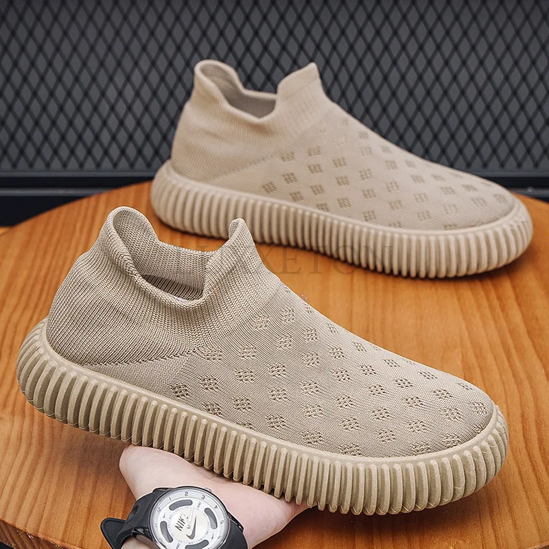 남성용 편안한 캐주얼 스포츠 신발, 통기성 슬립온, 경량 미끄럼 방지 양말, 운동화, 용수철 신제품 
