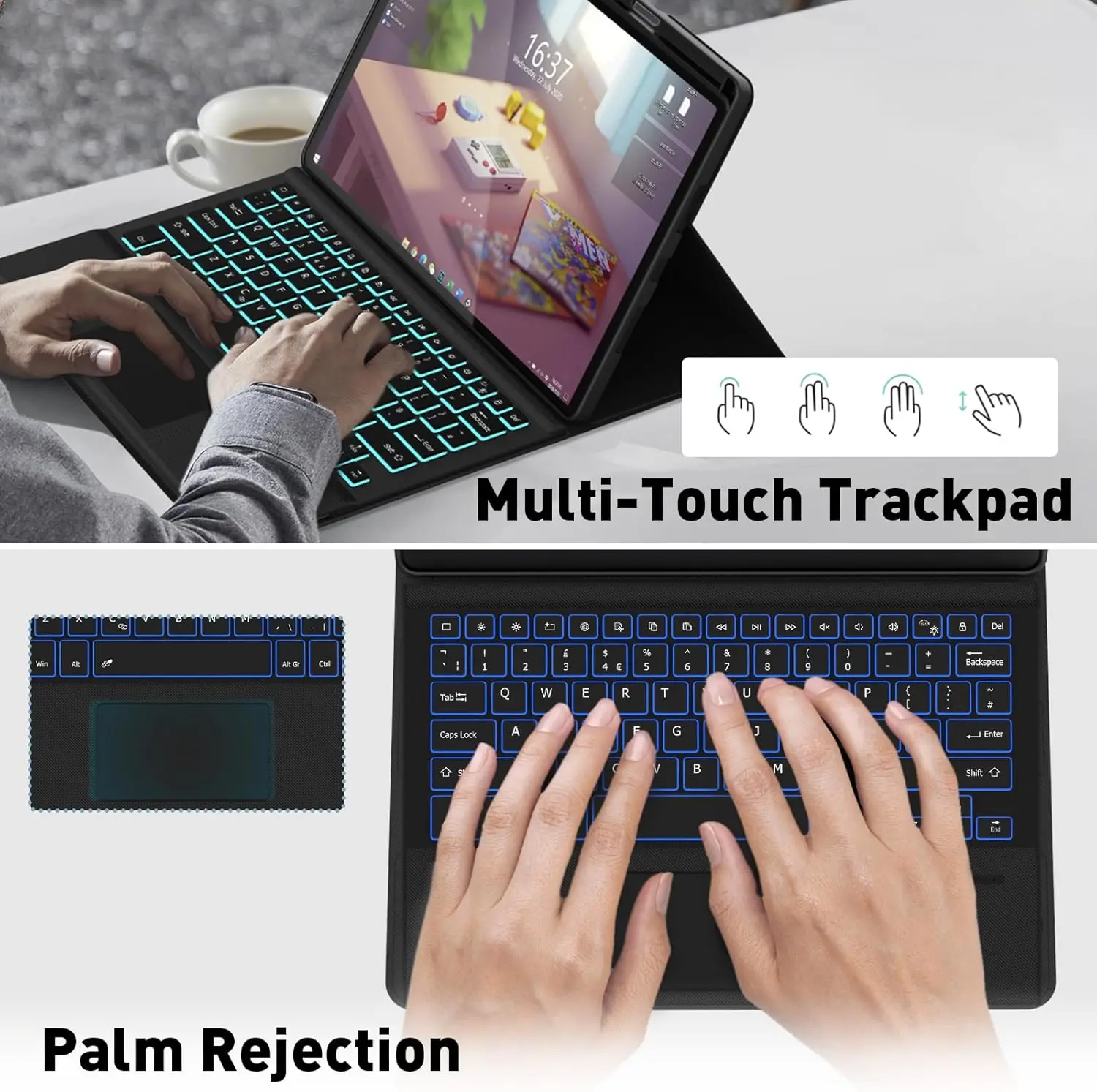 Enhanced Tablet Keyboard Case Cover for 12.7 Inch Detachable Tablets